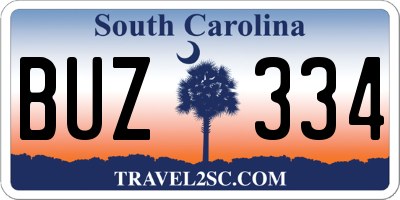 SC license plate BUZ334