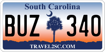SC license plate BUZ340