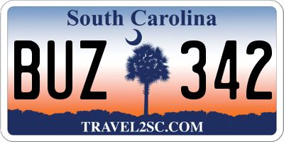 SC license plate BUZ342