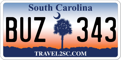 SC license plate BUZ343