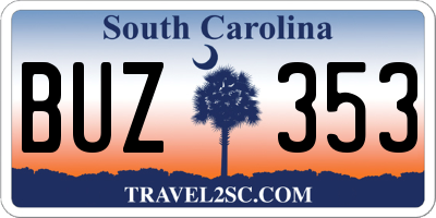 SC license plate BUZ353