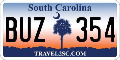SC license plate BUZ354