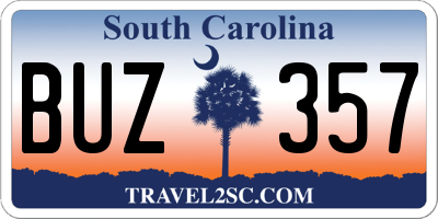 SC license plate BUZ357