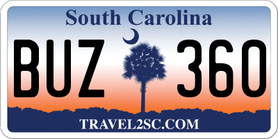 SC license plate BUZ360