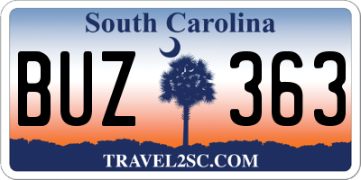 SC license plate BUZ363