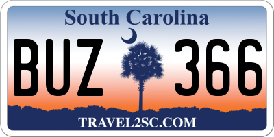 SC license plate BUZ366