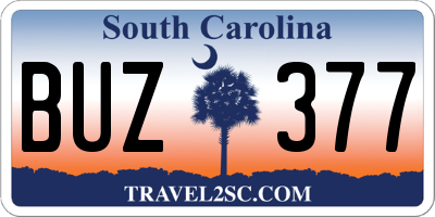SC license plate BUZ377