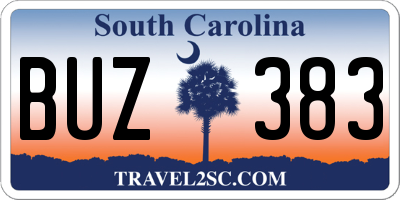 SC license plate BUZ383