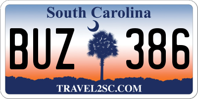 SC license plate BUZ386