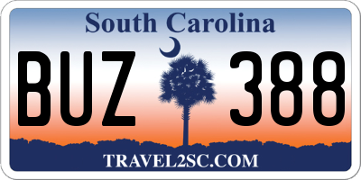 SC license plate BUZ388