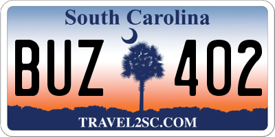 SC license plate BUZ402