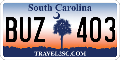 SC license plate BUZ403