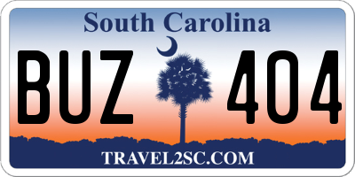 SC license plate BUZ404