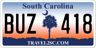 SC license plate BUZ418