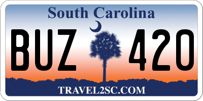 SC license plate BUZ420
