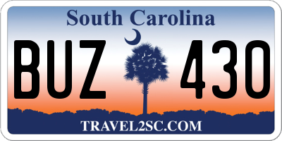 SC license plate BUZ430