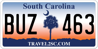 SC license plate BUZ463