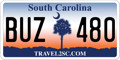 SC license plate BUZ480