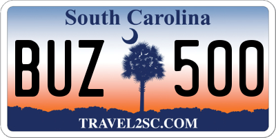 SC license plate BUZ500