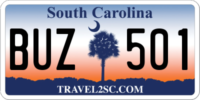 SC license plate BUZ501