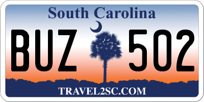 SC license plate BUZ502