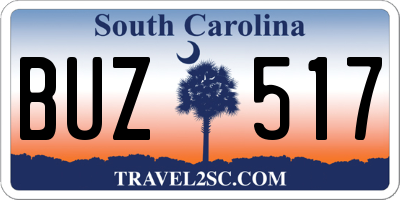 SC license plate BUZ517