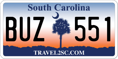 SC license plate BUZ551