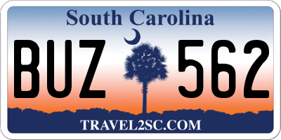 SC license plate BUZ562