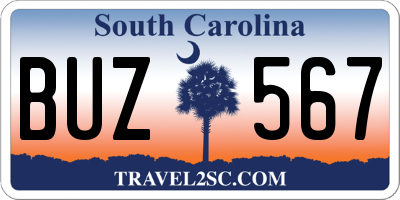 SC license plate BUZ567