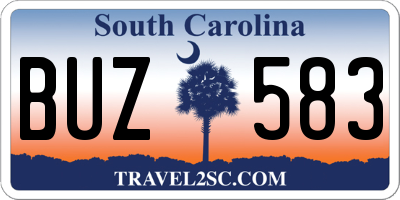 SC license plate BUZ583