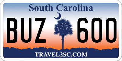 SC license plate BUZ600