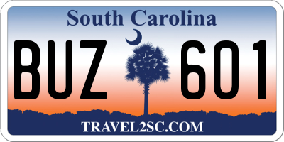 SC license plate BUZ601