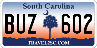 SC license plate BUZ602