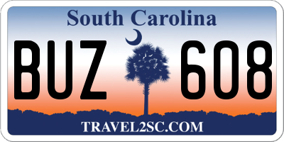 SC license plate BUZ608
