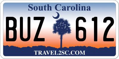 SC license plate BUZ612