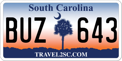SC license plate BUZ643