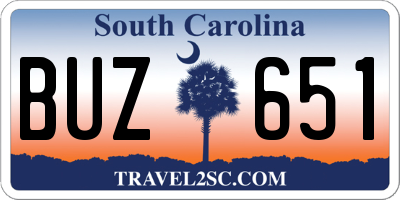 SC license plate BUZ651