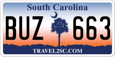 SC license plate BUZ663