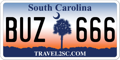 SC license plate BUZ666