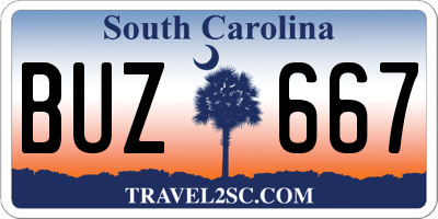 SC license plate BUZ667
