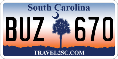 SC license plate BUZ670