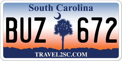 SC license plate BUZ672