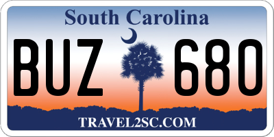 SC license plate BUZ680