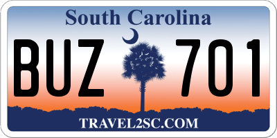 SC license plate BUZ701