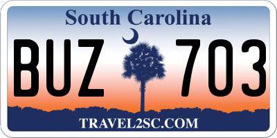 SC license plate BUZ703