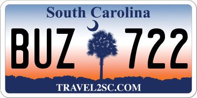 SC license plate BUZ722