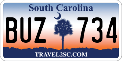 SC license plate BUZ734
