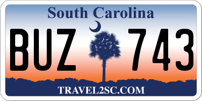 SC license plate BUZ743