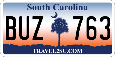 SC license plate BUZ763