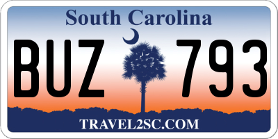SC license plate BUZ793